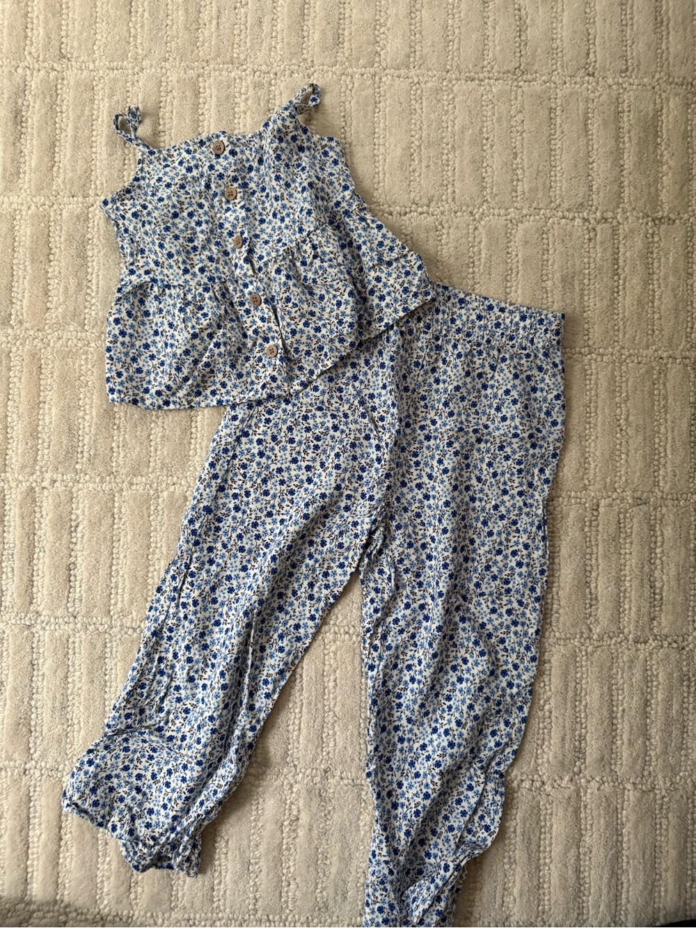 H&M Blue and White Floral Two-Piece Set